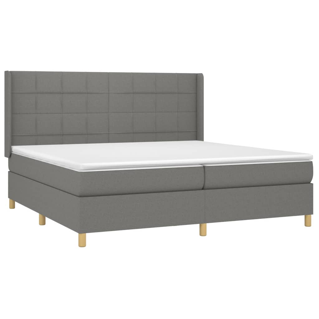 vidaXL Cama box spring c/ colchão e LED 200x200 cm tecido cinza-escuro