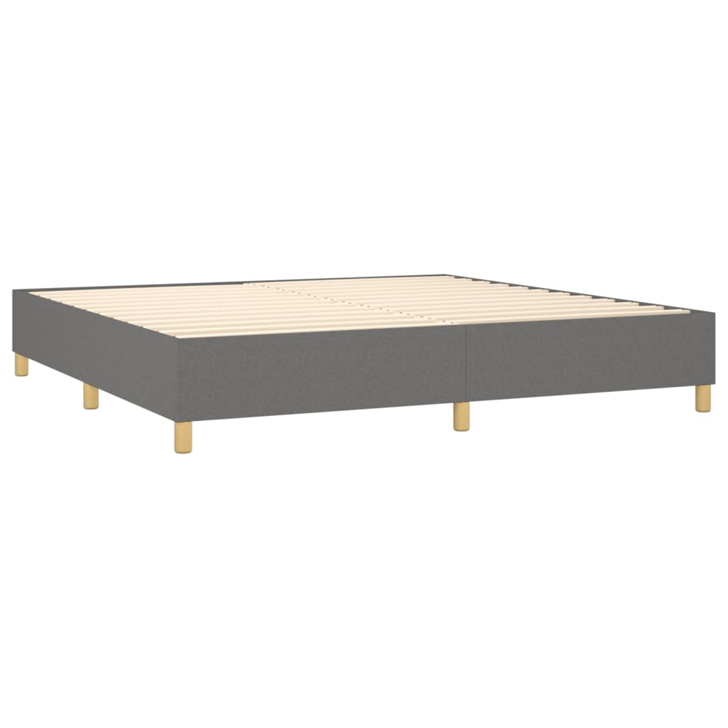 vidaXL Cama box spring c/ colchão e LED 200x200 cm tecido cinza-escuro