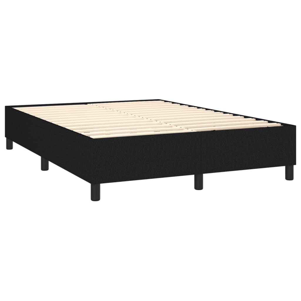 vidaXL Cama box spring c/ colchão e LED 140x190 cm tecido preto