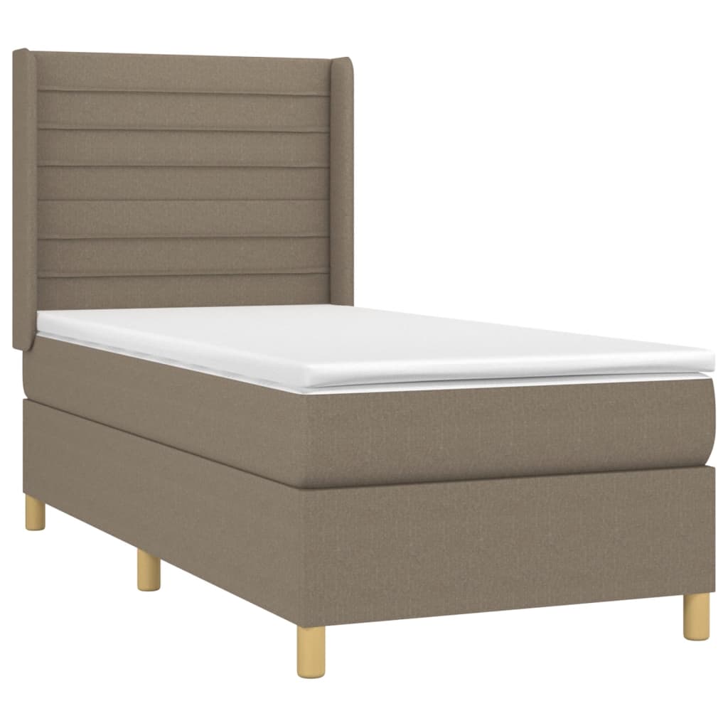 vidaXL Cama box spring colchão/LED 100x200cm tecido cinza-acastanhado