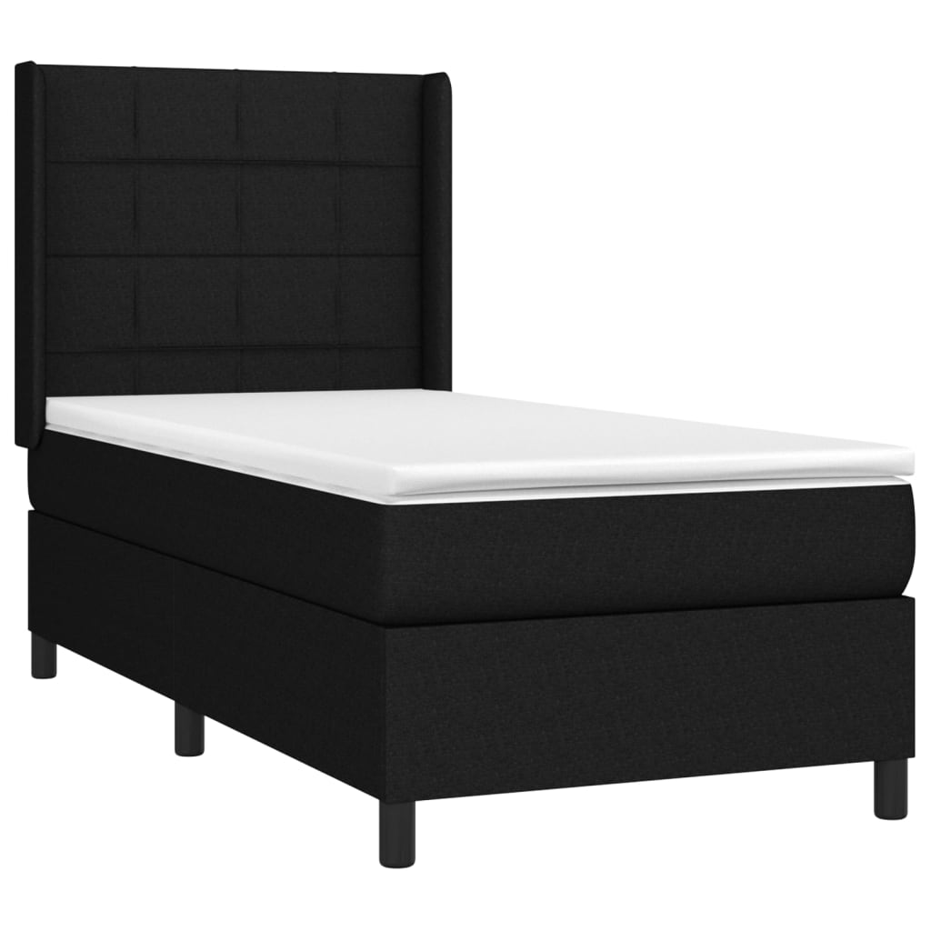 vidaXL Cama box spring c/ colchão e LED 80x200 cm tecido preto