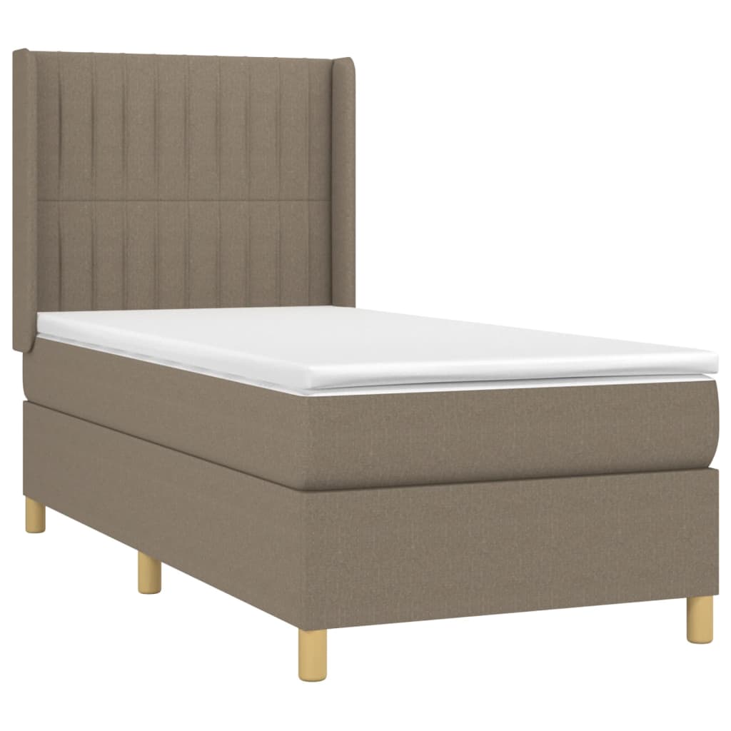 vidaXL Cama box spring + colchão/LED 90x190cm tecido cinza-acastanhado