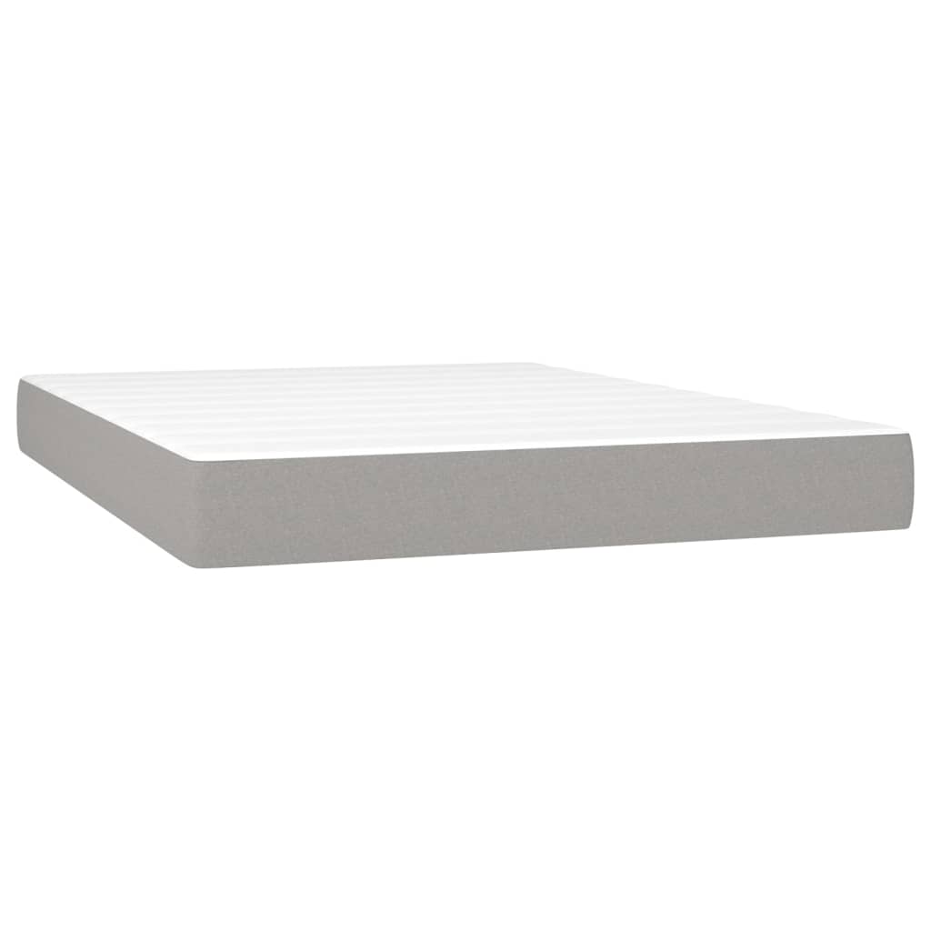 vidaXL Cama box spring c/ colchão e LED 140x190 cm tecido cinza-claro