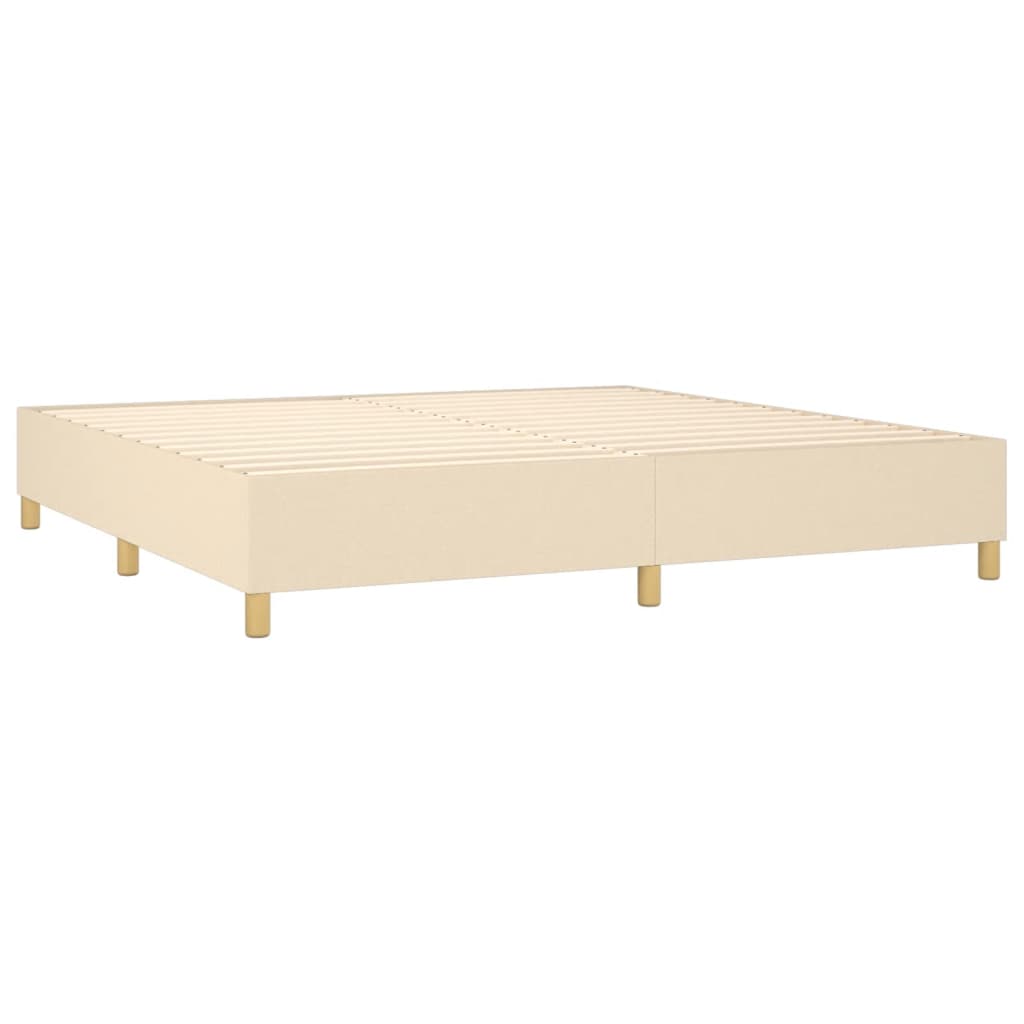 vidaXL Cama box spring c/ colchão e LED 200x200 cm tecido cor creme