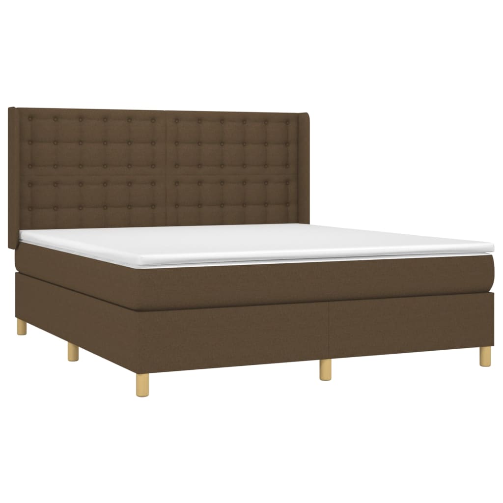 vidaXL Cama box spring c/ colchão/LED 180x200cm tecido castanho-escuro