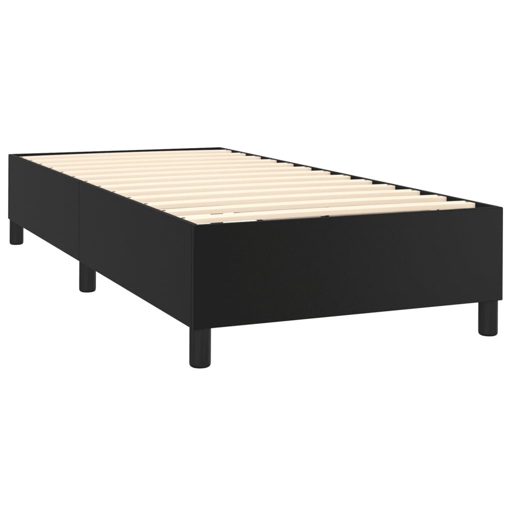 vidaXL Cama box spring c/ colchão/LED 80x200 cm couro artificial preto