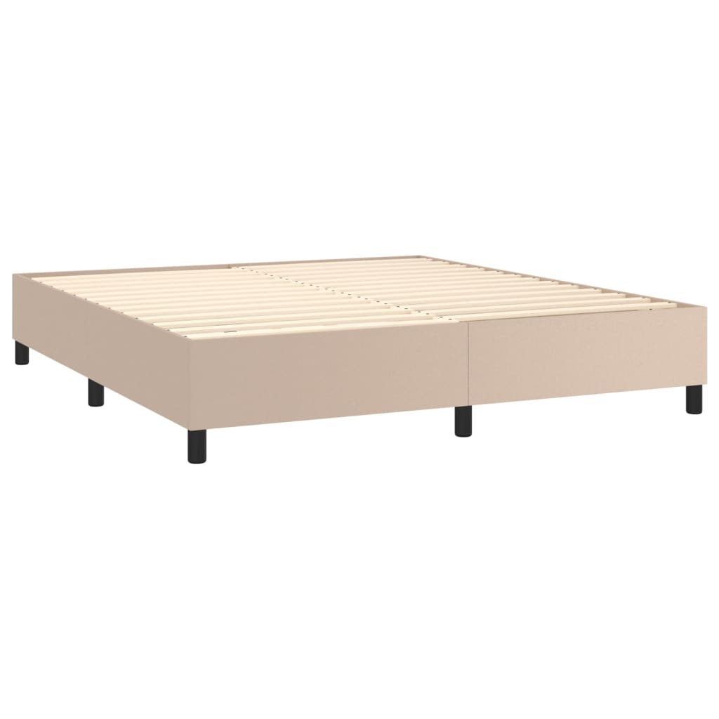 vidaXL Cama box spring c/colchão/LED 180x200cm couro artif. cappuccino