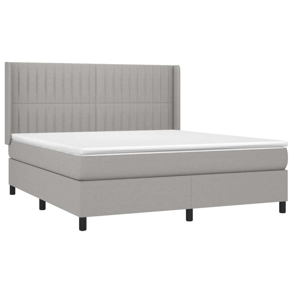 vidaXL Cama box spring c/ colchão e LED 160x200 cm tecido cinza-claro