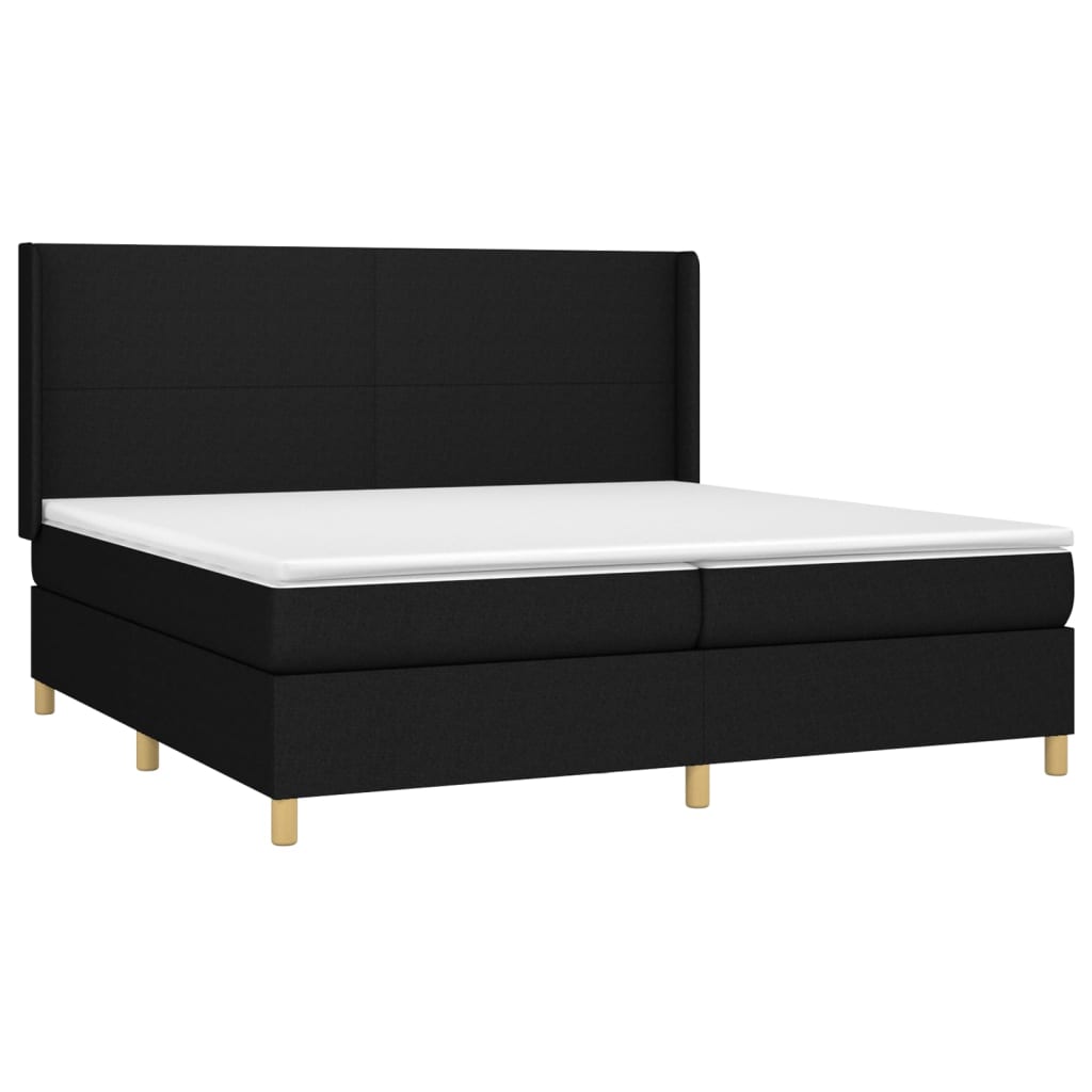 vidaXL Cama box spring c/ colchão e LED 200x200 cm tecido preto