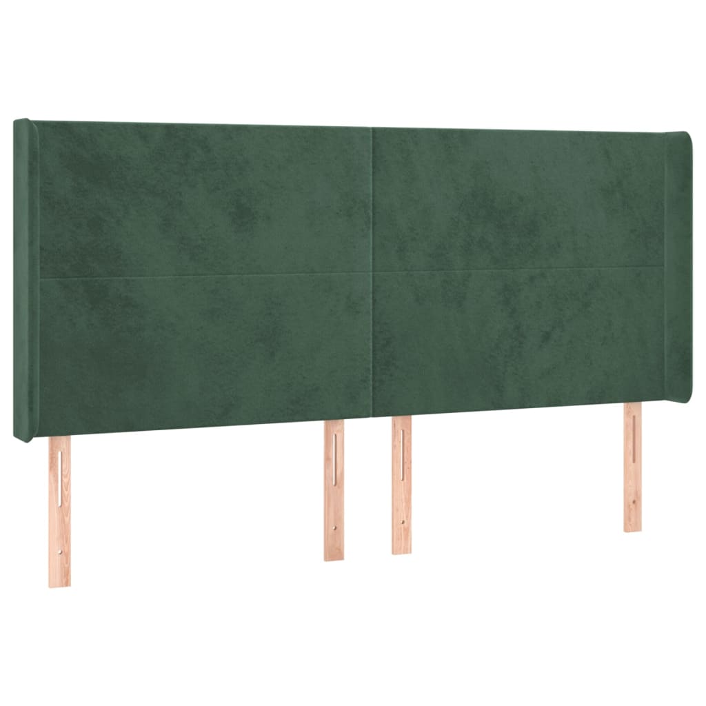 vidaXL Cama box spring c/ colchão/LED 180x200 cm veludo verde-escuro