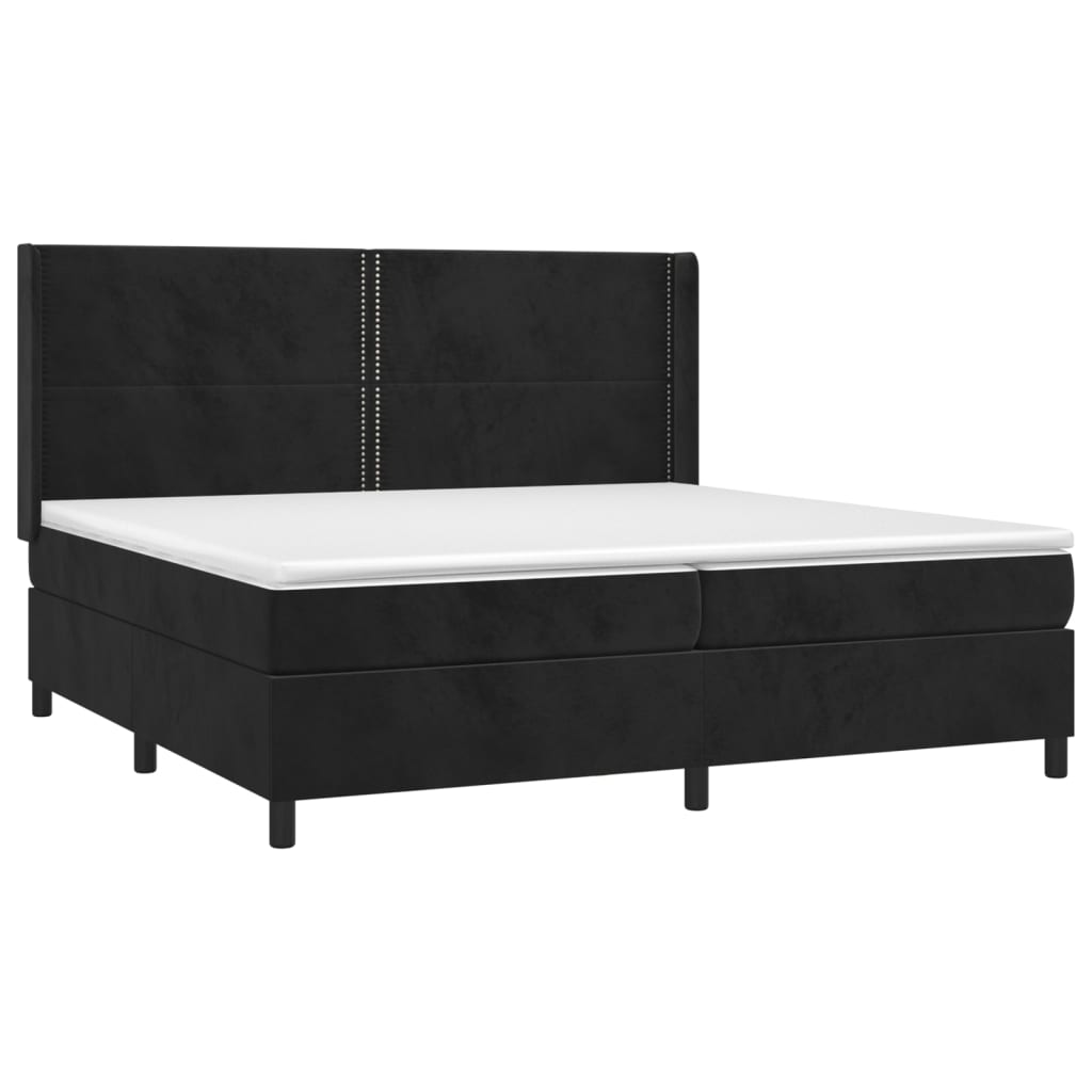 vidaXL Cama box spring c/ colchão/LED 200x200 cm veludo preto