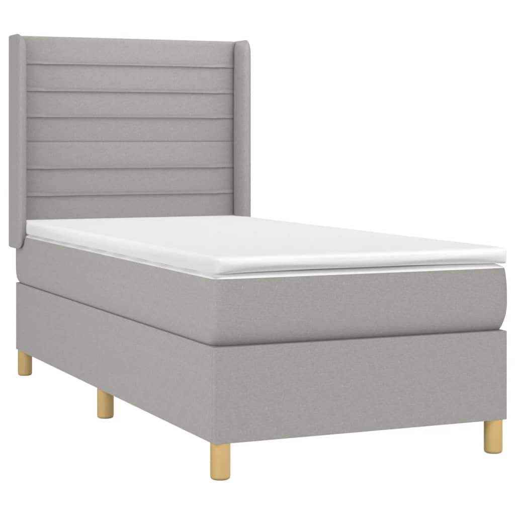 vidaXL Cama box spring c/ colchão e LED 80x200 cm tecido cinza-claro