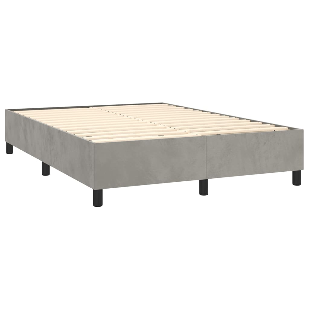 vidaXL Cama box spring c/ colchão/LED 140x190 cm veludo cinzento