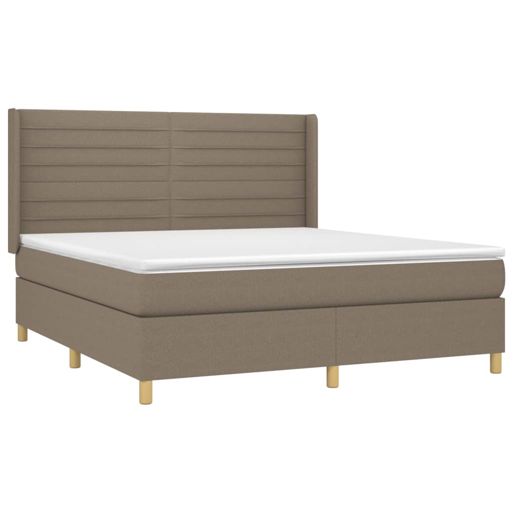 vidaXL Cama box spring colchão/LED 180x200cm tecido cinza-acastanhado