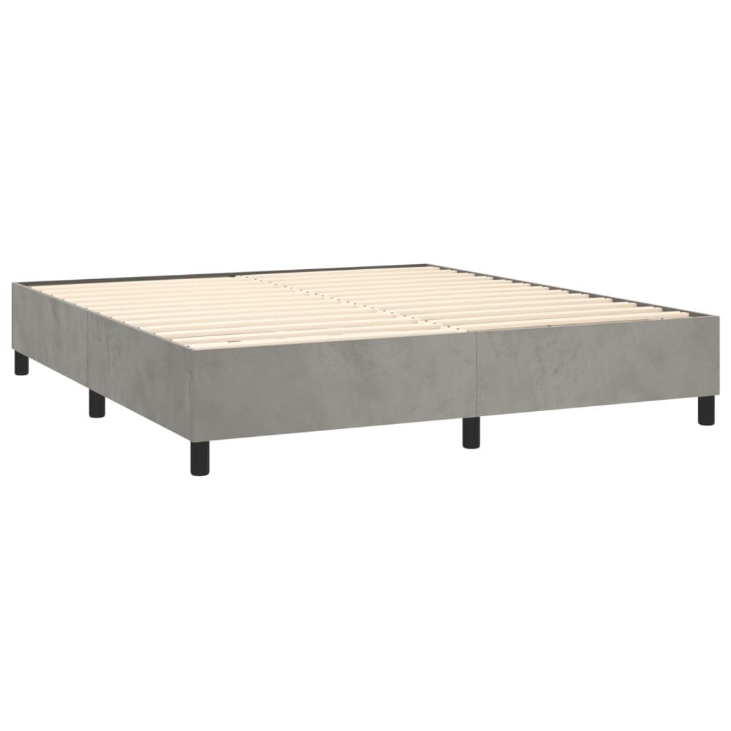 vidaXL Cama box spring c/ colchão/LED 180x200 cm veludo cinzento-claro