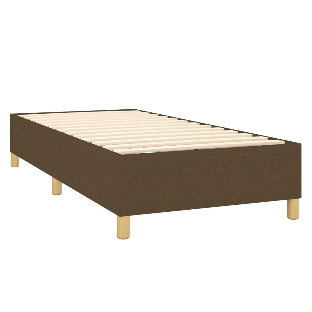 vidaXL Cama box spring c/ colchão/LED 90x200 cm tecido castanho-escuro