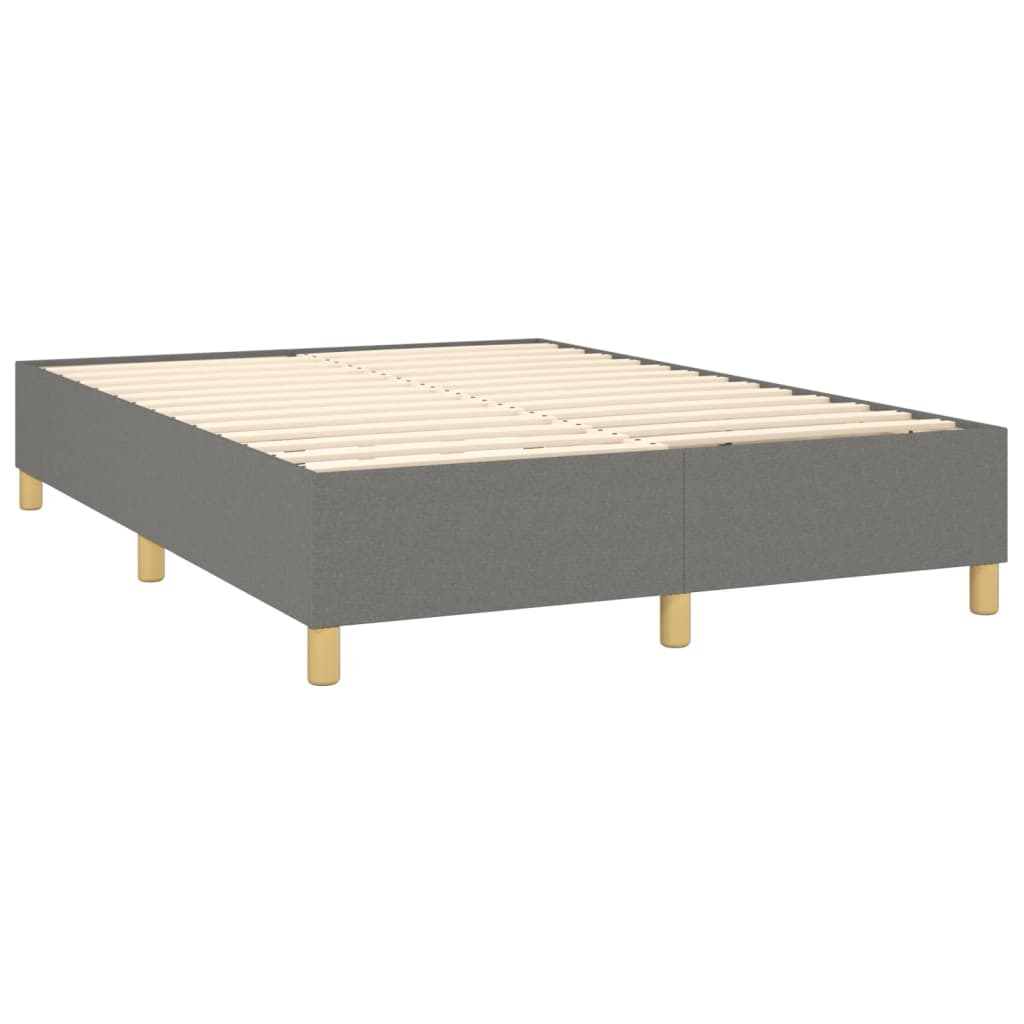 vidaXL Cama box spring c/ colchão e LED 140x190 cm tecido cinza-escuro