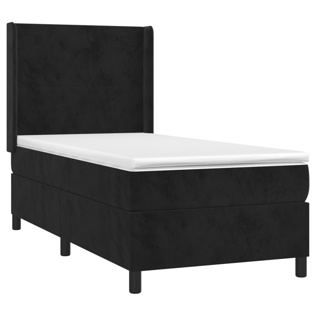 vidaXL Cama box spring c/ colchão/LED 90x190 cm veludo preto