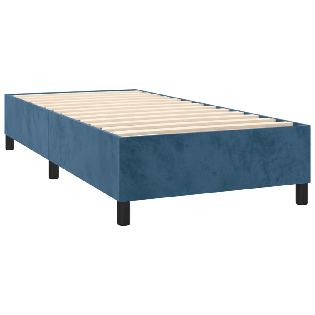 vidaXL Cama box spring c/ colchão/LED 80x200 cm veludo azul-escuro