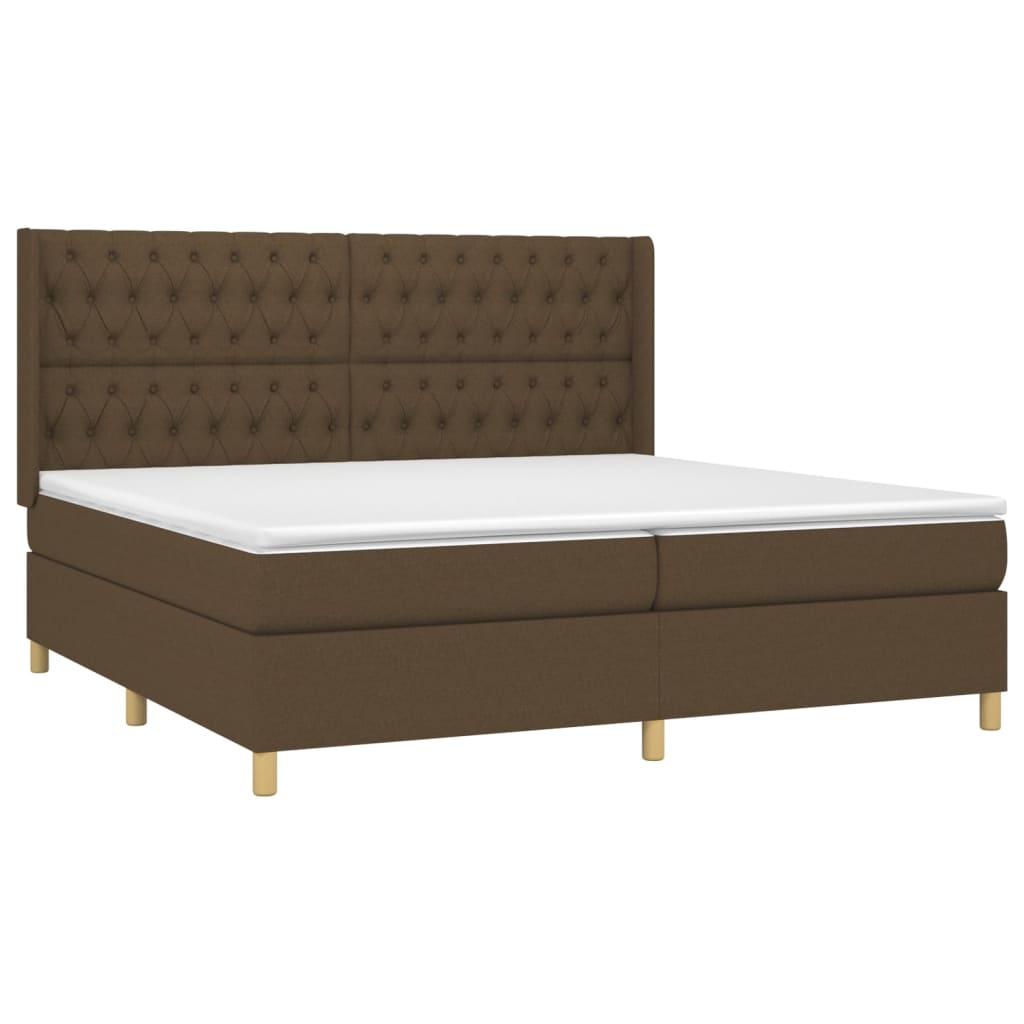 vidaXL Cama box spring c/ colchão/LED 200x200cm tecido castanho-escuro