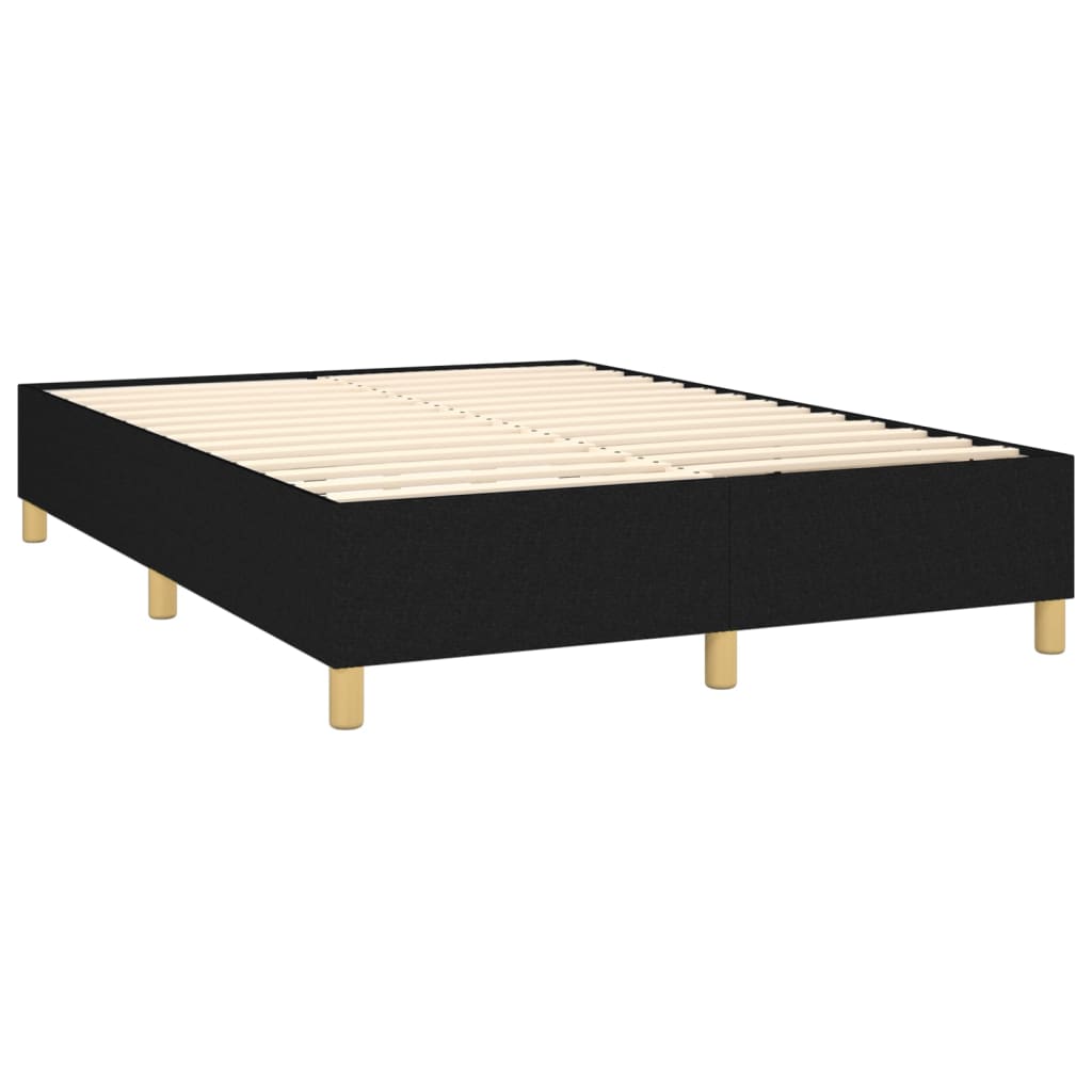 vidaXL Cama box spring c/ colchão e LED 140x200 cm tecido preto