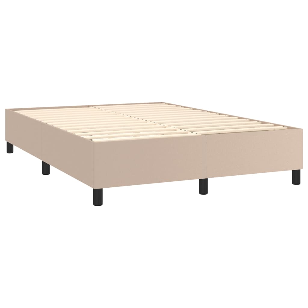 vidaXL Cama box spring c/colchão/LED 140x200cm couro artif. cappuccino