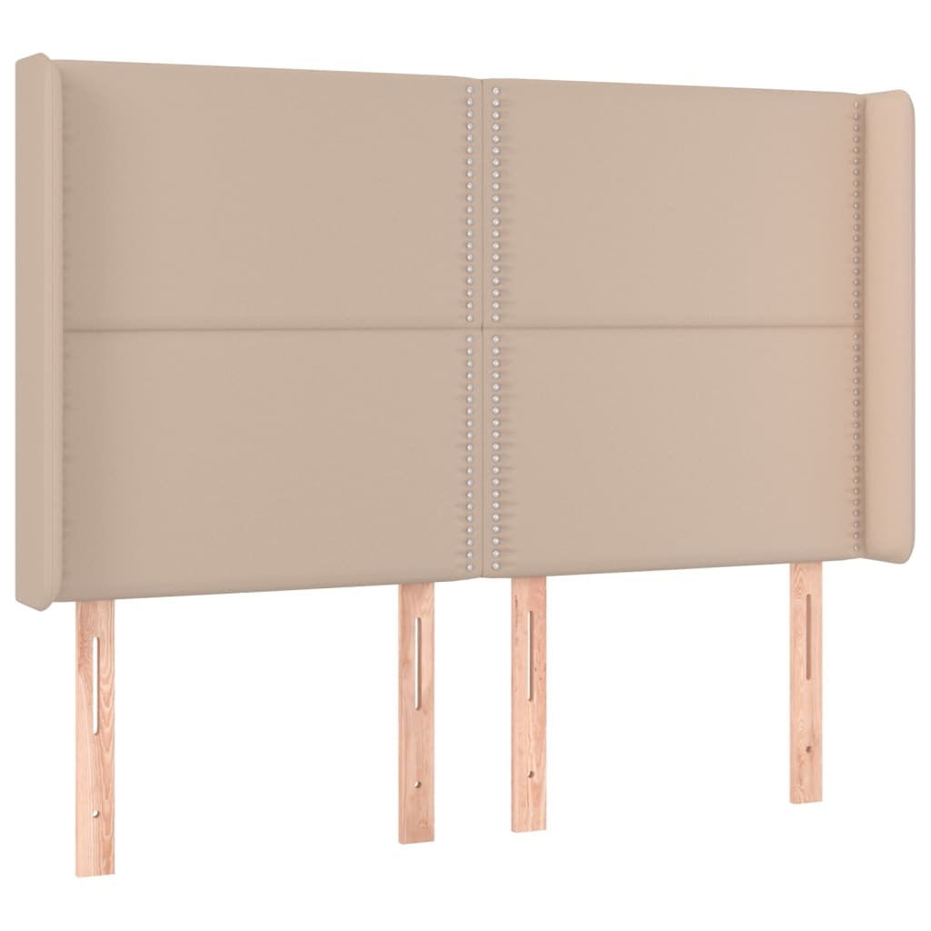 vidaXL Cama box spring c/colchão/LED 140x190cm couro artif. cappuccino