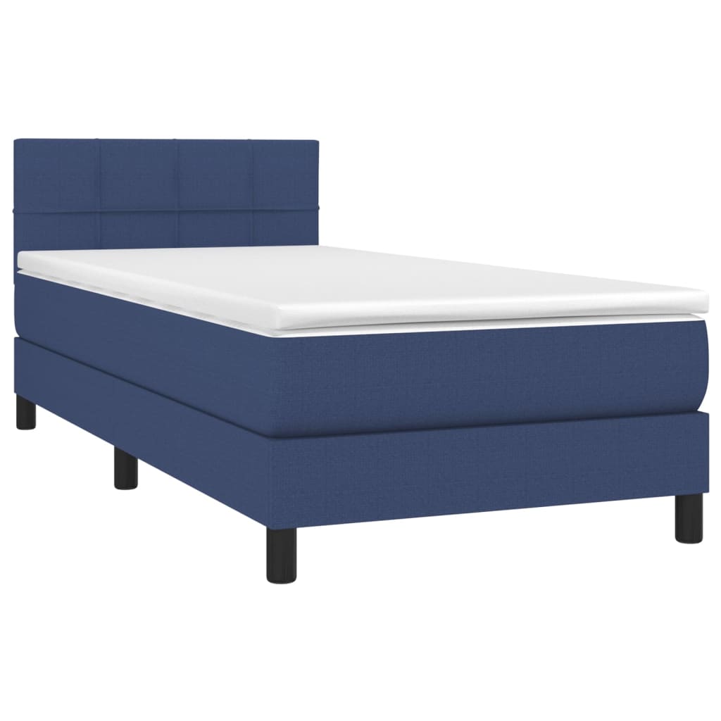 vidaXL Cama com molas/colchão 90x190 cm tecido azul