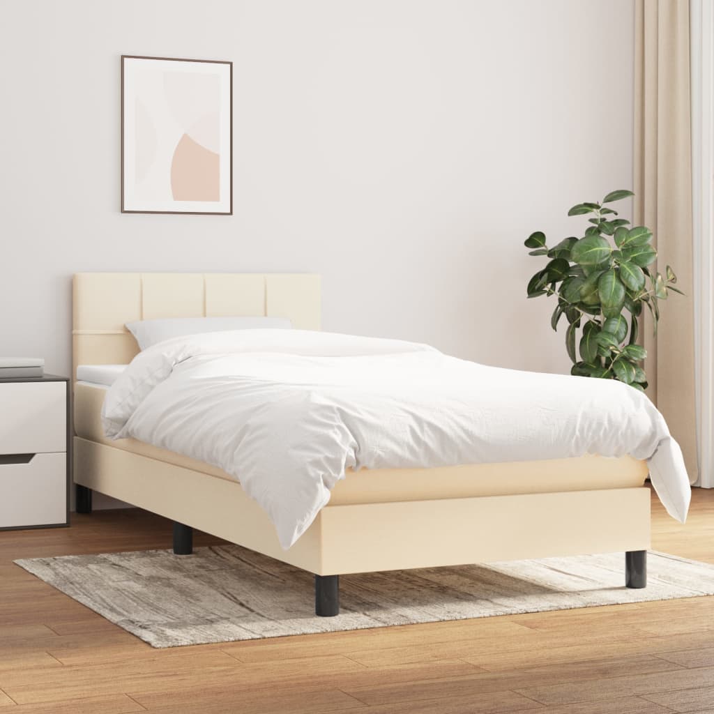 vidaXL Cama com molas/colchão 80x200 cm tecido cor crème