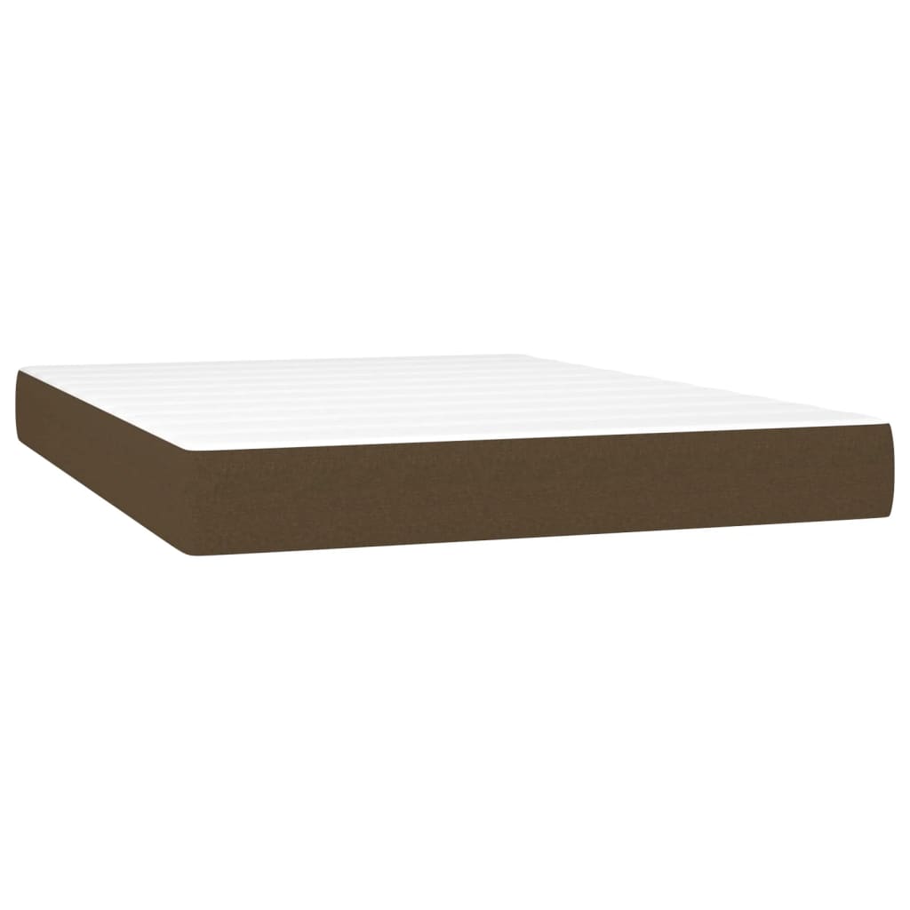 vidaXL Cama box spring c/ colchão/LED 140x200cm tecido castanho-escuro