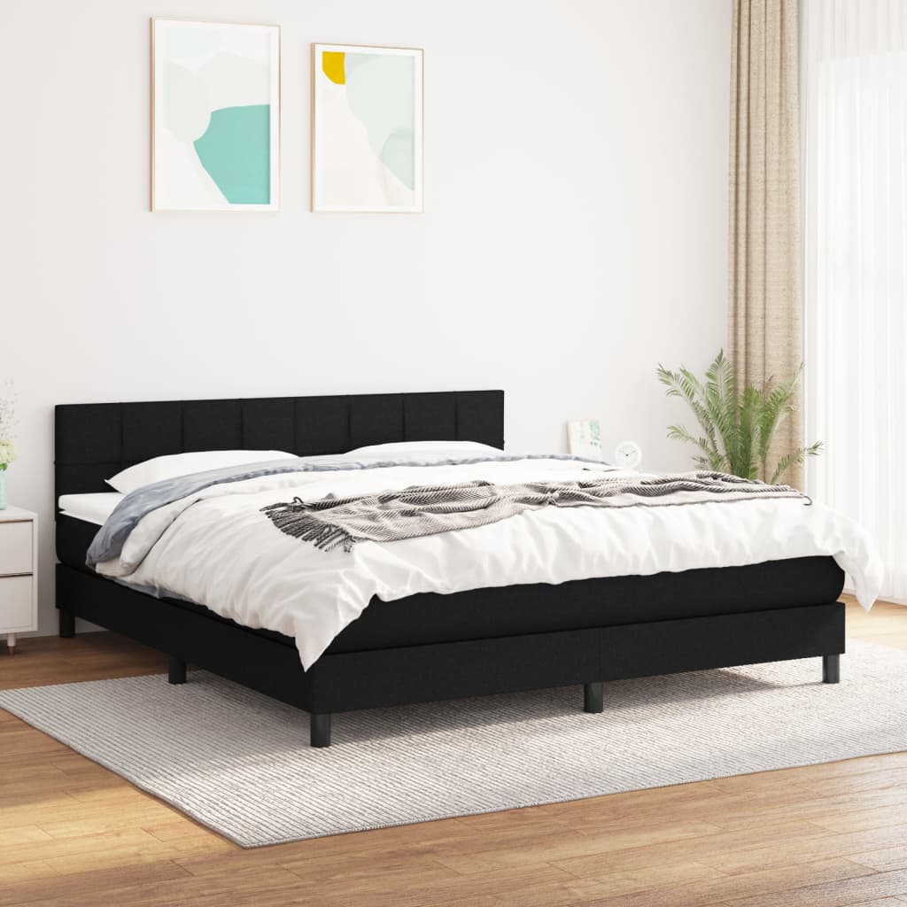 vidaXL Cama com molas/colchão 180x200 cm tecido preto