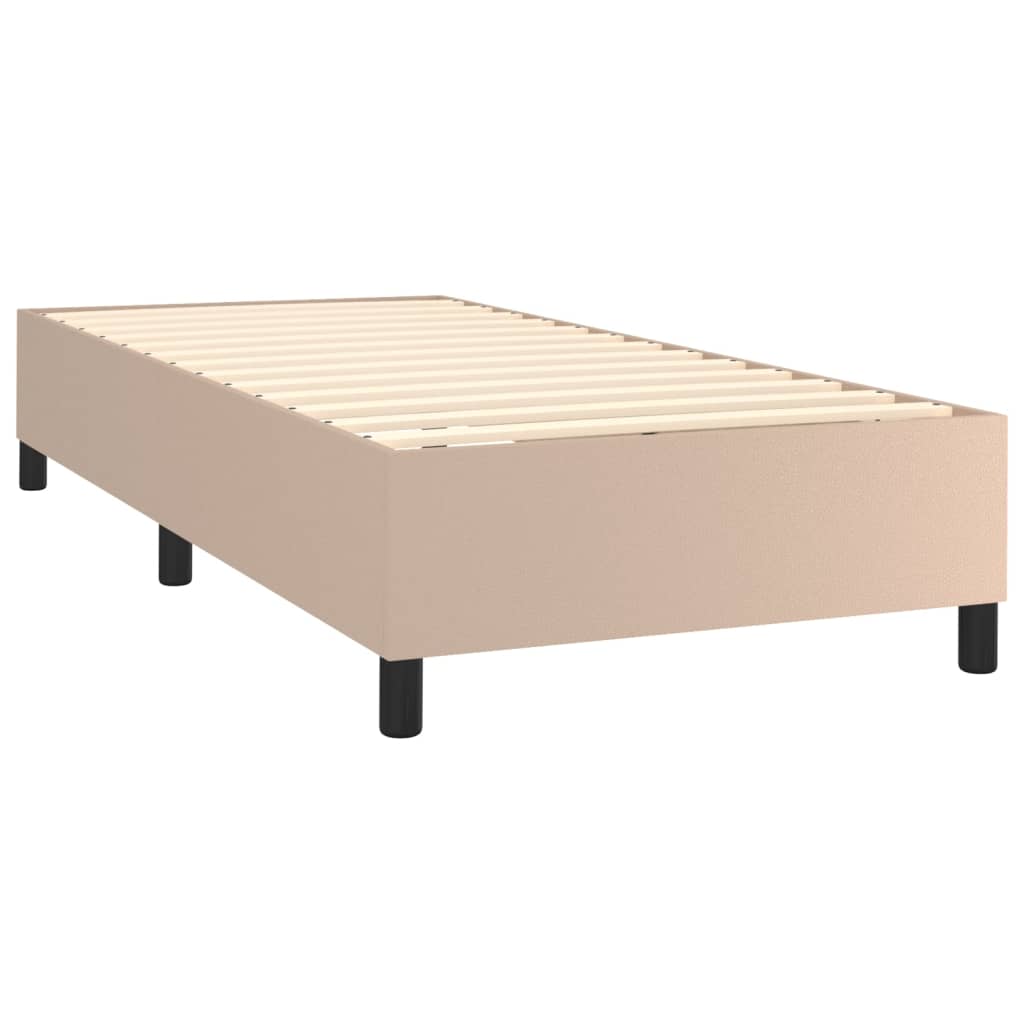 vidaXL Cama box spring c/ colchão/LED 90x190cm couro artif. cappuccino