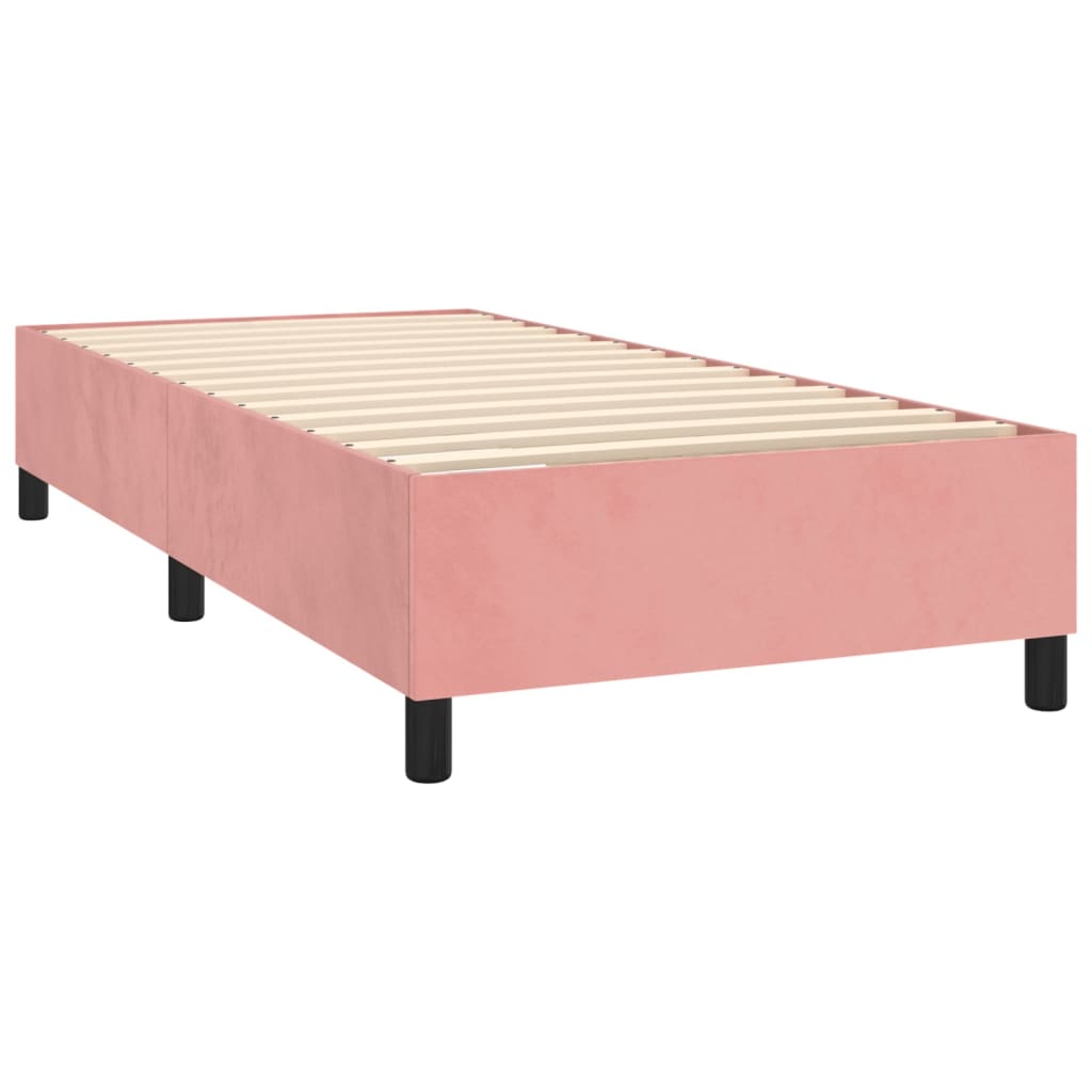 vidaXL Cama box spring c/ colchão/LED 100x200 cm veludo rosa