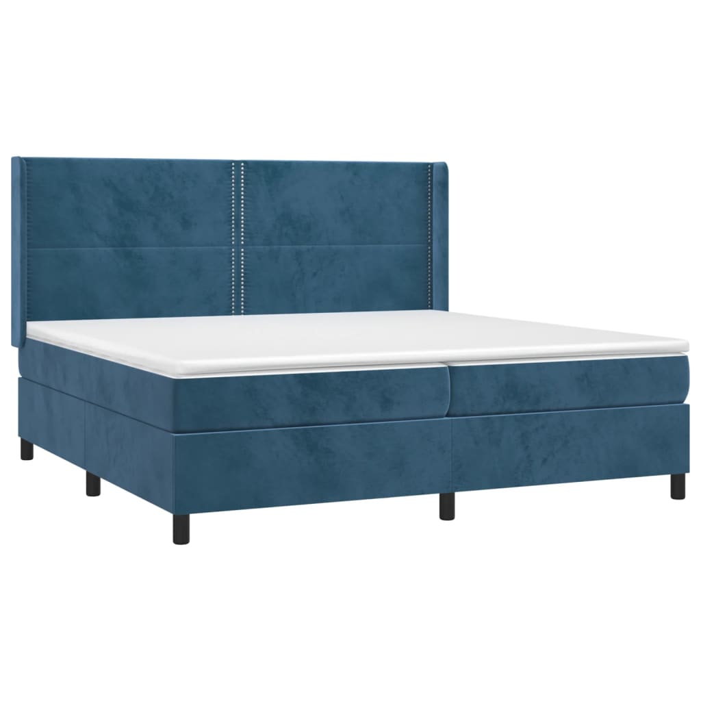 vidaXL Cama box spring c/ colchão/LED 200x200 cm veludo azul-escuro