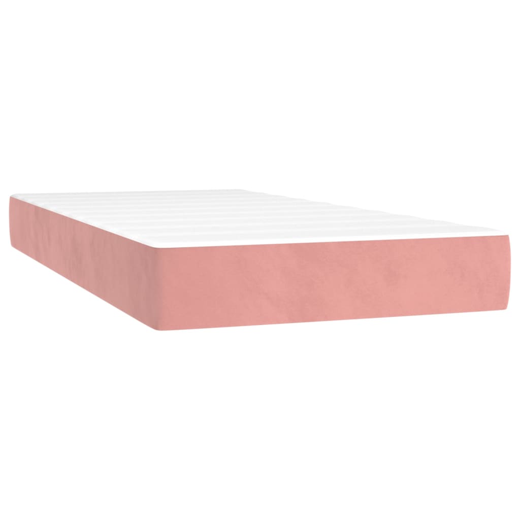 vidaXL Cama box spring c/ colchão/LED 100x200 cm veludo rosa