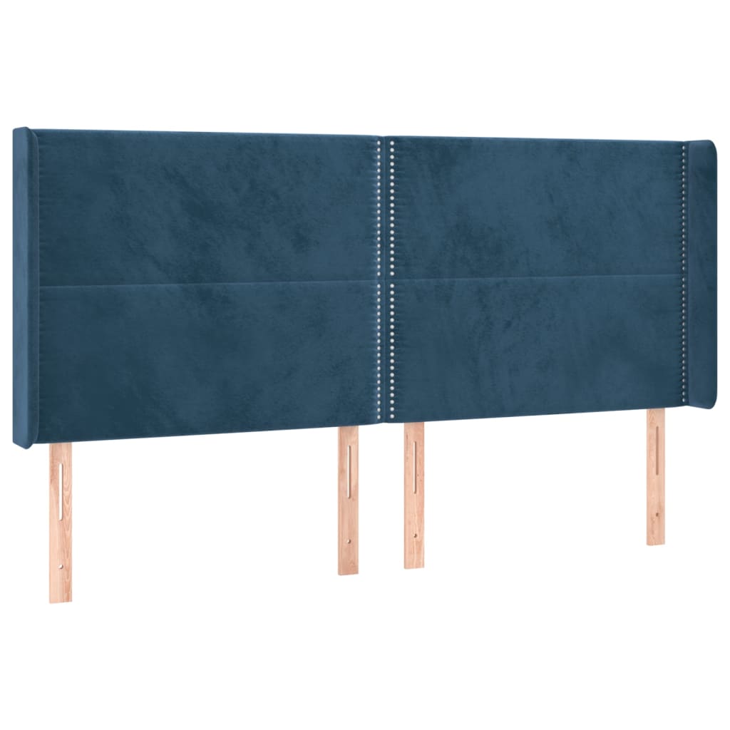 vidaXL Cama box spring c/ colchão/LED 200x200 cm veludo azul-escuro