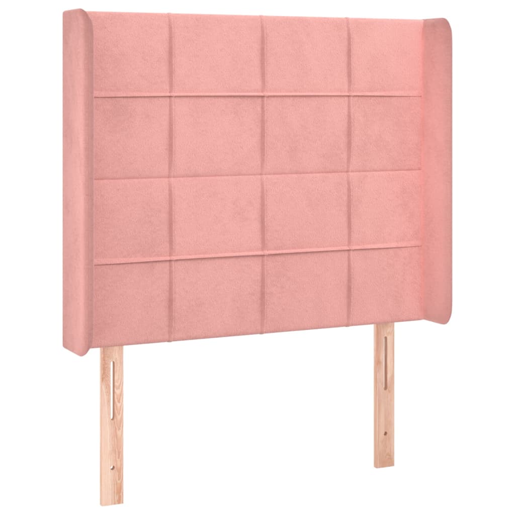 vidaXL Cama box spring c/ colchão/LED 100x200 cm veludo rosa