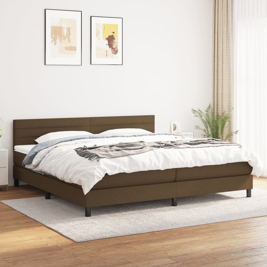 vidaXL Cama com molas/colchão 200x200 cm tecido castanho-escuro