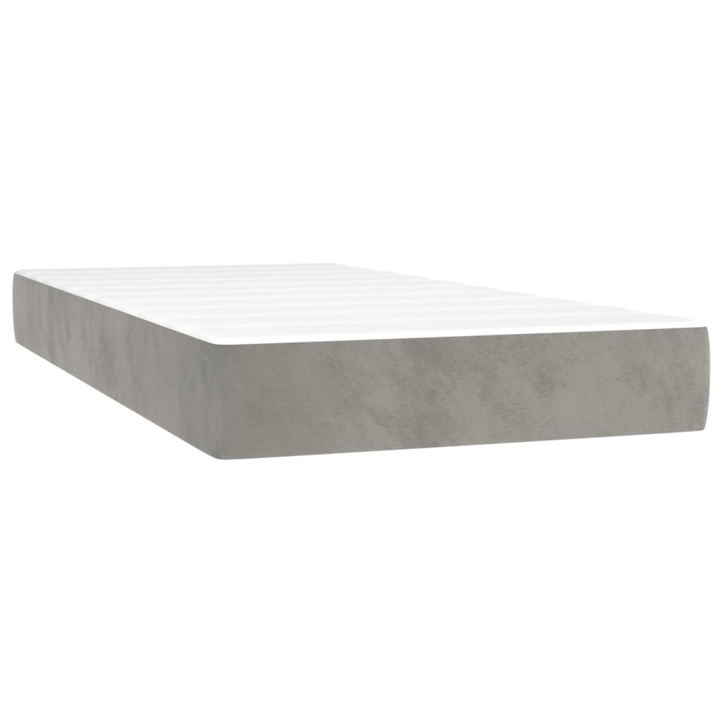 vidaXL Cama box spring c/ colchão/LED 80x200 cm veludo cinzento-claro