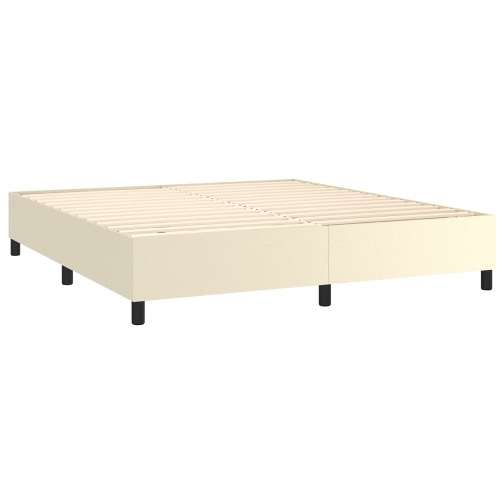 vidaXL Cama box spring c/ colchão/LED 180x200cm couro artificial creme