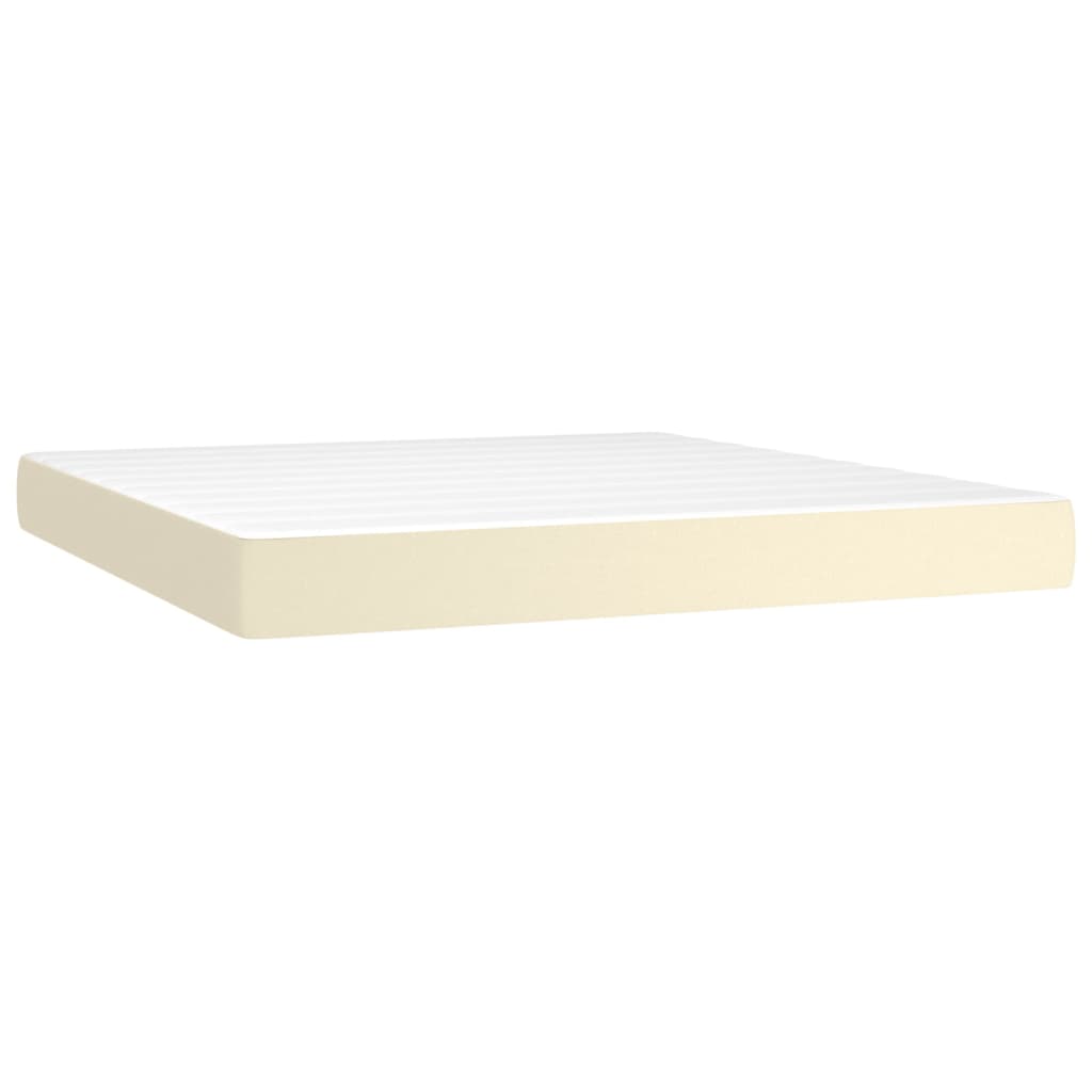 vidaXL Cama box spring c/ colchão/LED 180x200cm couro artificial creme