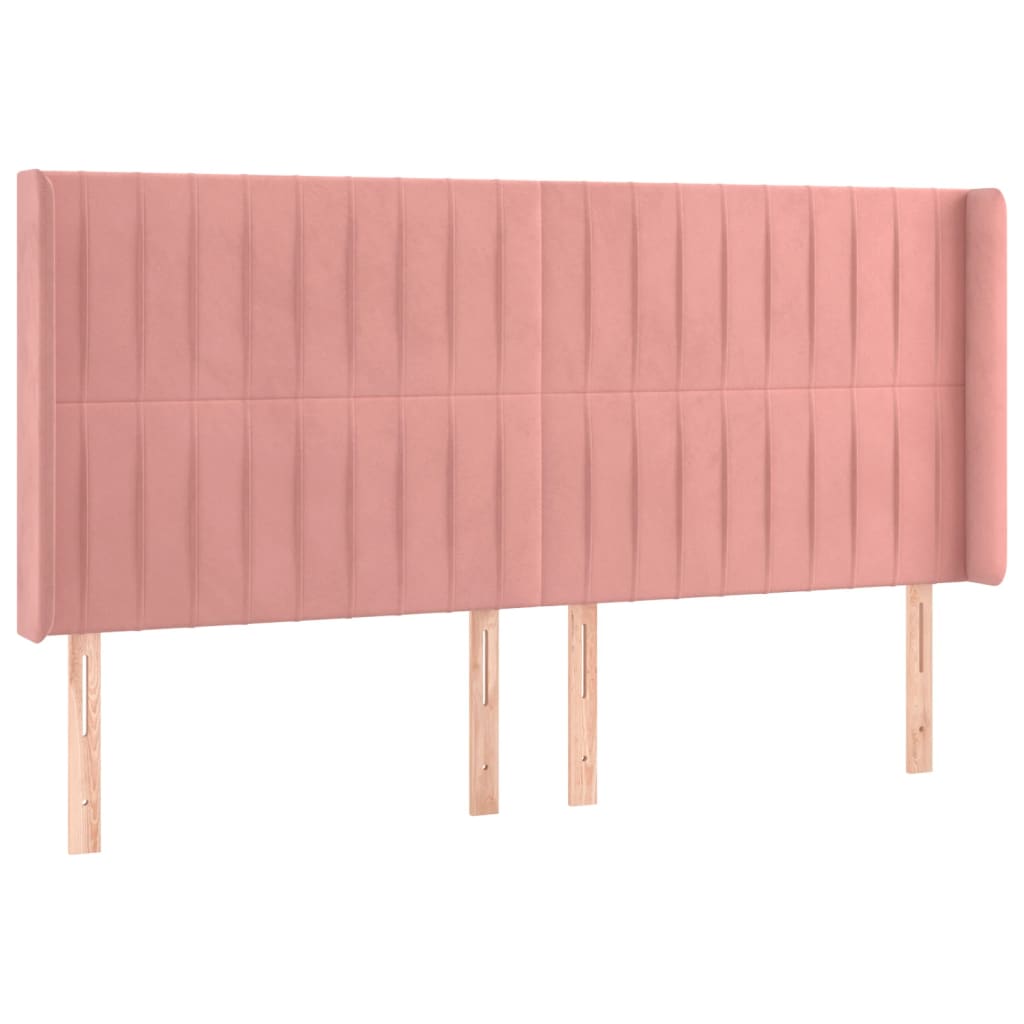 vidaXL Cama box spring c/ colchão/LED 160x200 cm veludo rosa