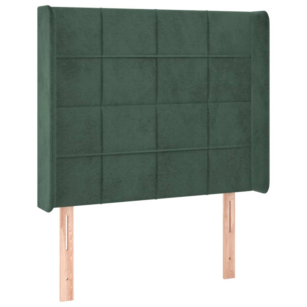 vidaXL Cama box spring c/ colchão/LED 100x200 cm veludo verde-escuro