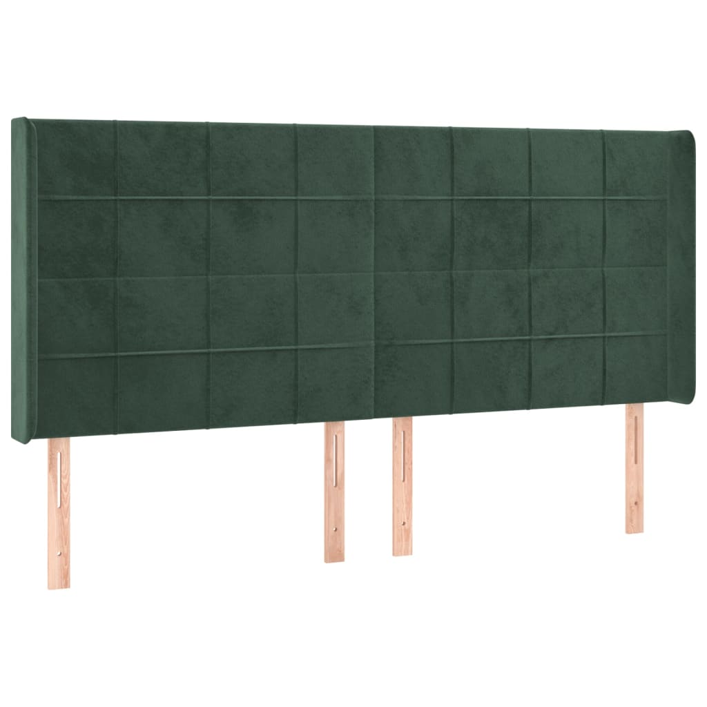 vidaXL Cama box spring c/ colchão/LED 200x200 cm veludo verde-escuro