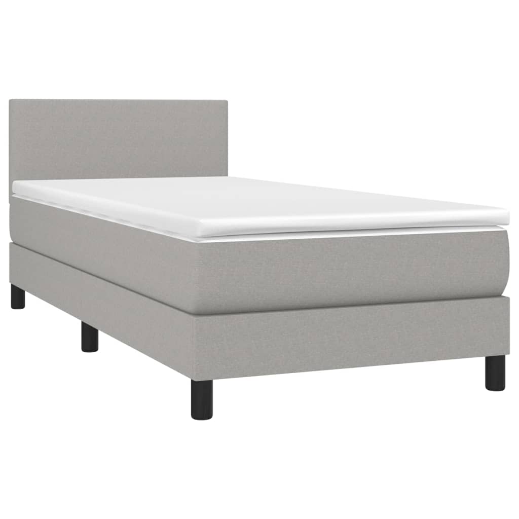 vidaXL Cama com molas/colchão 90x190 cm tecido cinzento-claro