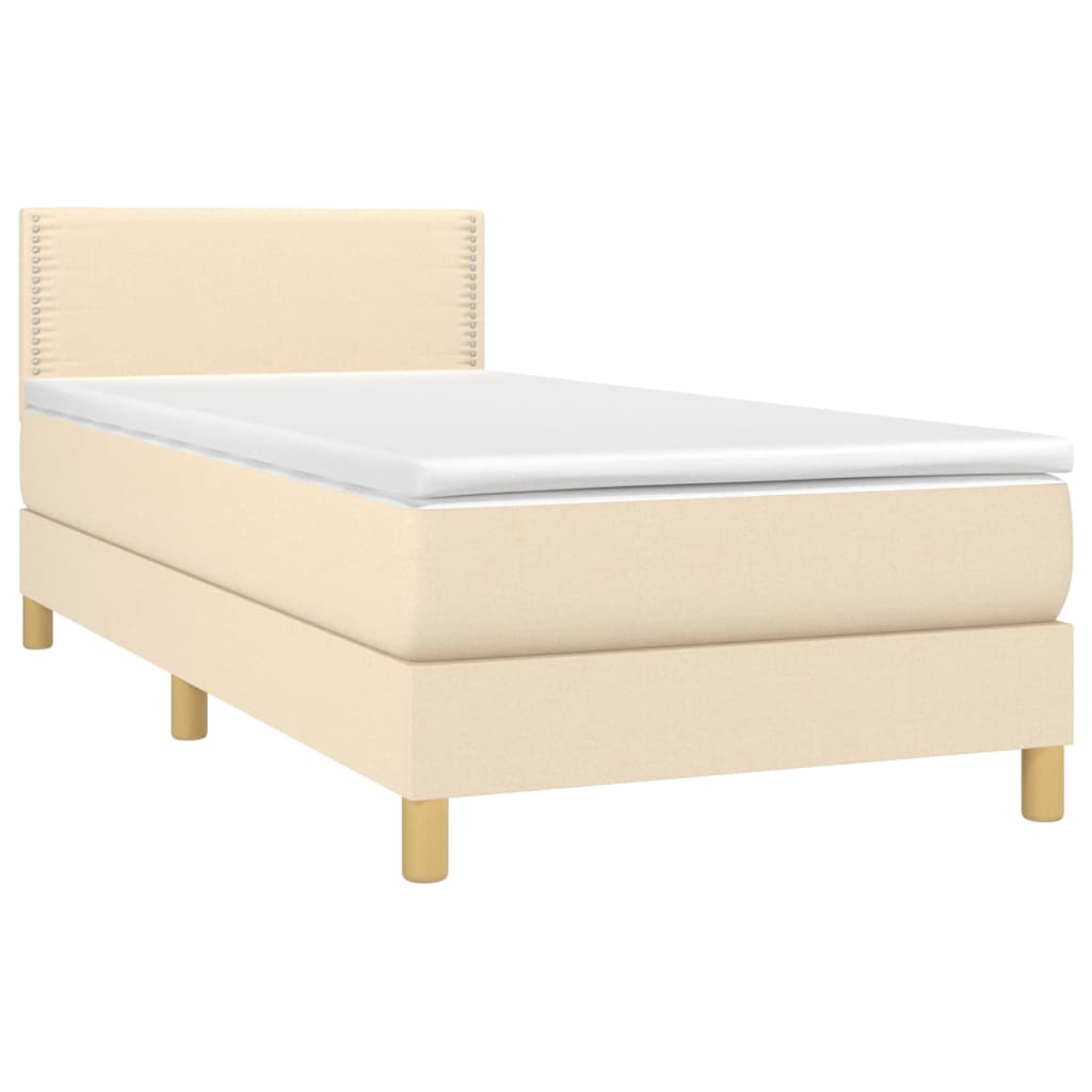 vidaXL Cama com molas/colchão 80x200 cm tecido cor crème