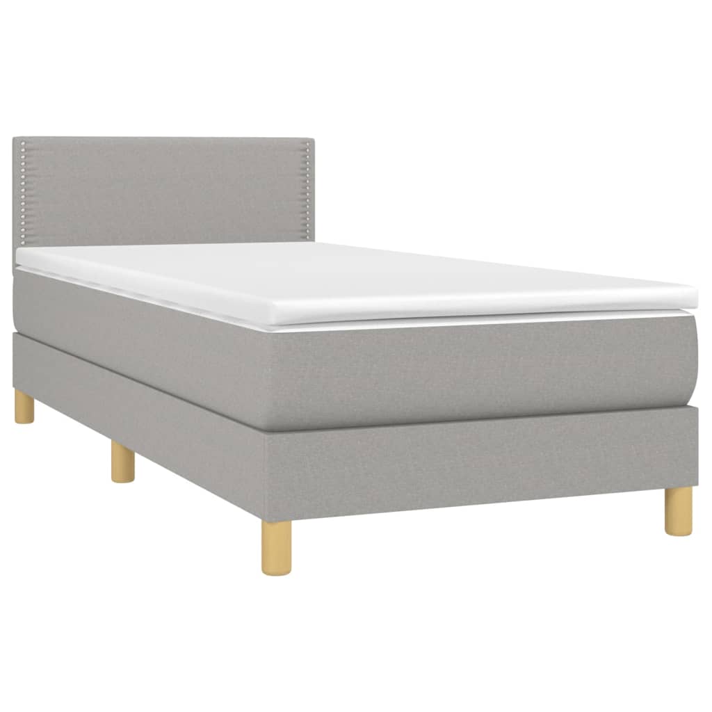 vidaXL Cama com molas/colchão 90x200 cm tecido cinza-claro