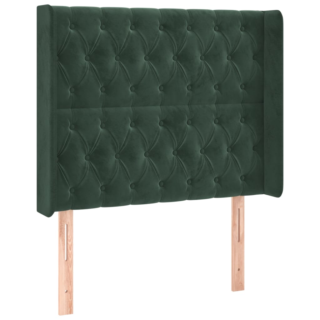 vidaXL Cama box spring c/ colchão/LED 90x190 cm veludo verde-escuro