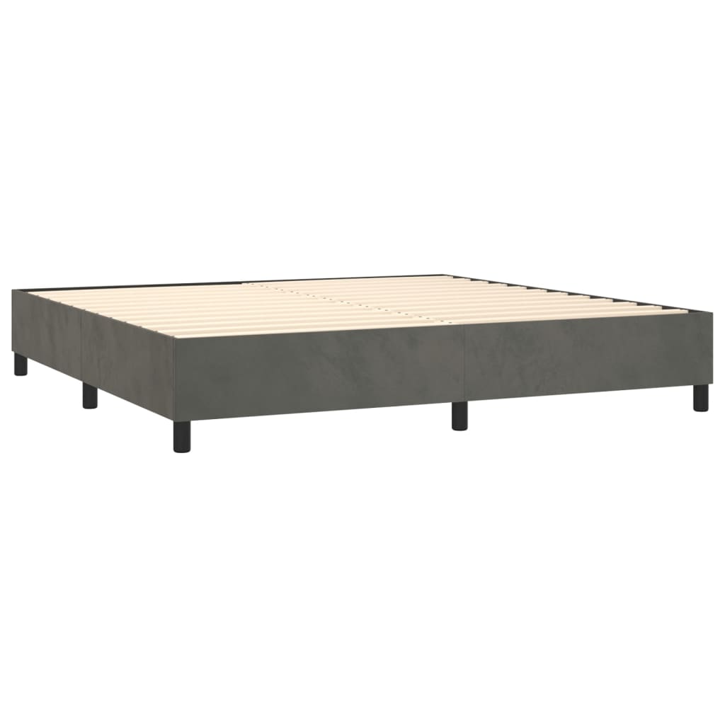 vidaXL Cama box spring c/ colchão/LED 200x200cm veludo cinzento-escuro