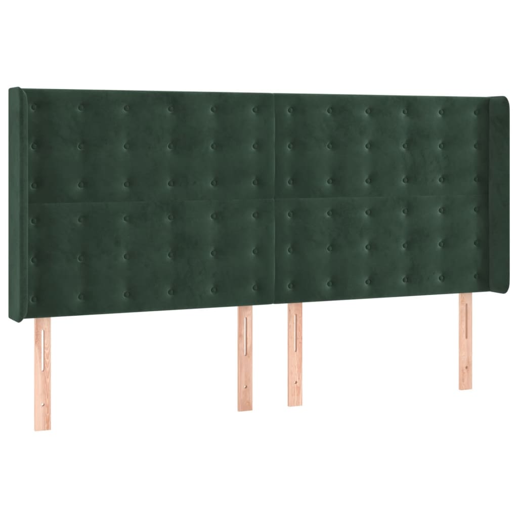 vidaXL Cama box spring c/ colchão/LED 180x200 cm veludo verde-escuro